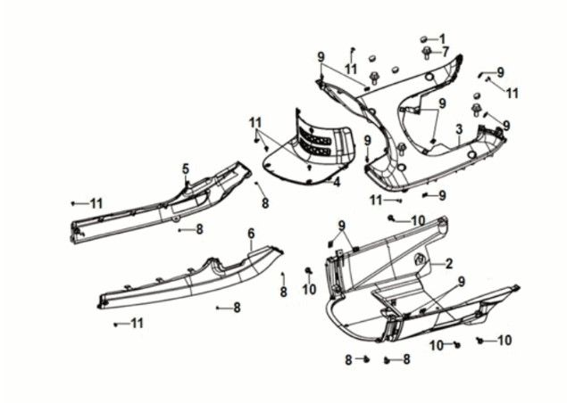 Inner fender - floor panel - center cover Sym Fiddle IV 125i AC CBS E5 2020-2021 SLATE BLUE/ SUBMARINE GREY (GY7547UL)