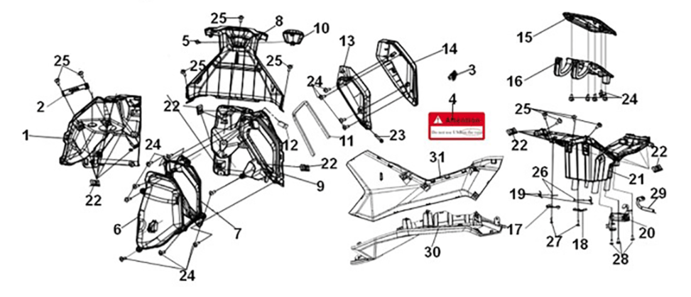 Inner tray Sym ADX 125i ABS+ TCS E5 2023 PETROL GREEN (GN-546U)