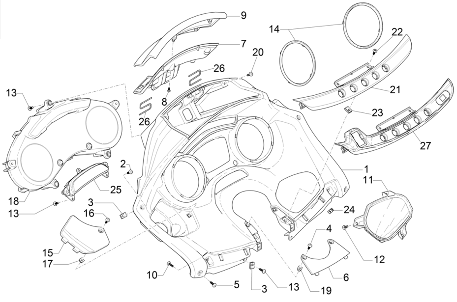 Contachilometri - Cabina di guida Piaggio MP3 350 Maxi Sport ABS Euro 4 2018-2020