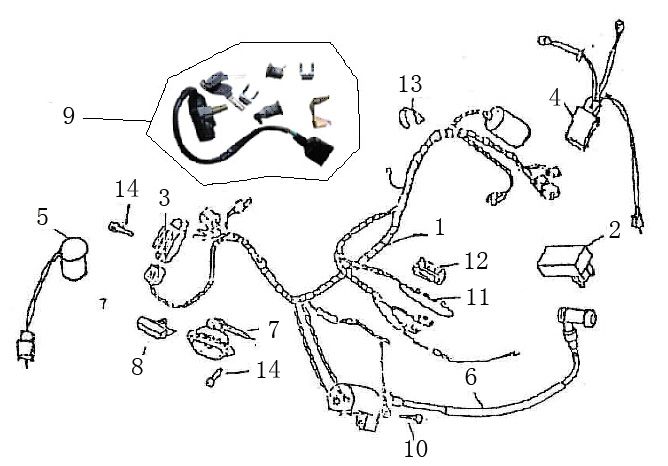 Cablaggio elettrico - Blocchetto di accensione Senzo Retro GT2 blu chiaro