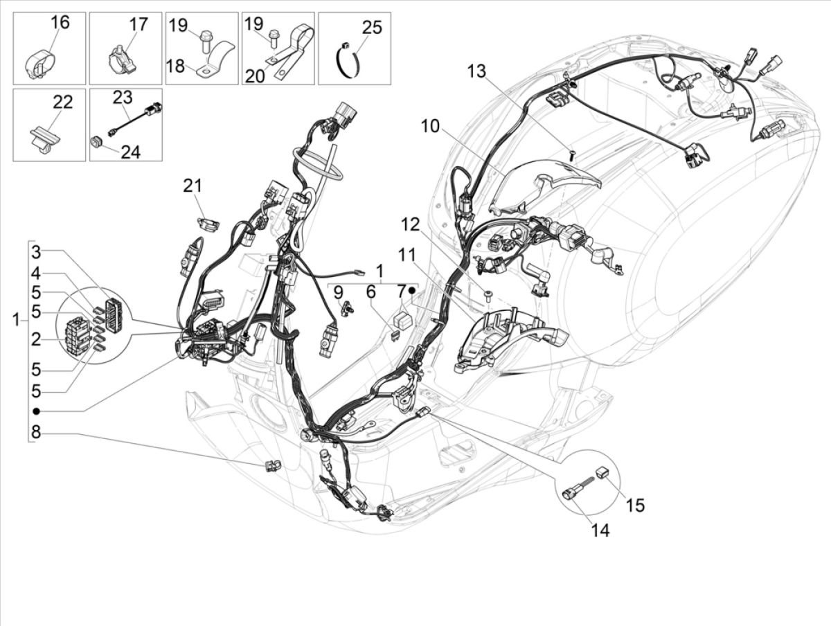Albero cavi Vespa Sprint 50 4 tempi IGET 3V Euro 5