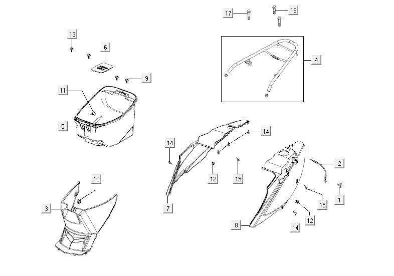 Cappucci - Placcatura posteriore - Kymco Agility Fat 12' 4 tempi speciale bianco
