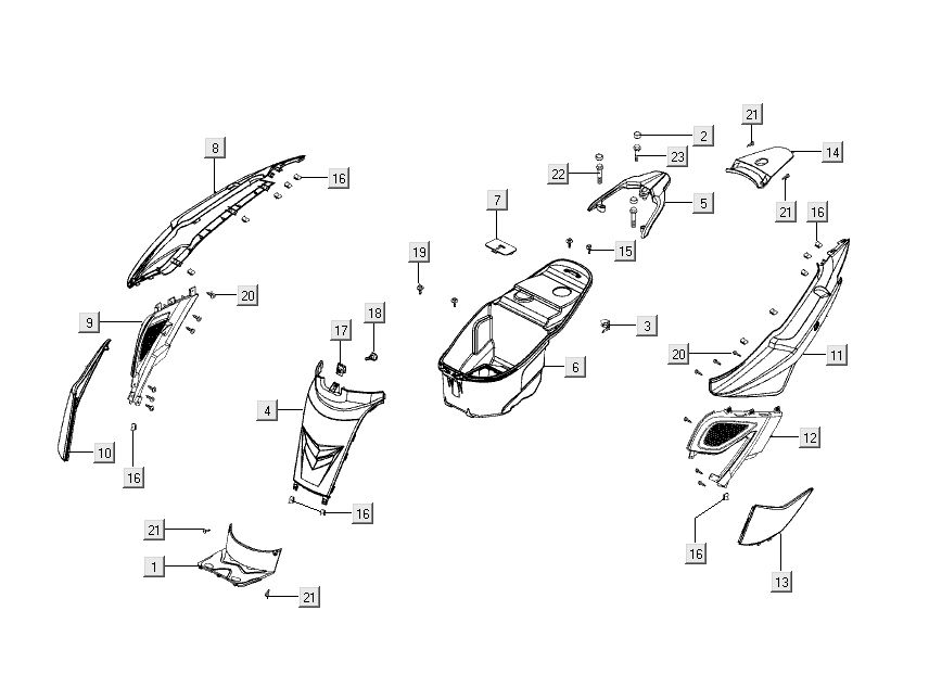 Cofani - Placcatura posteriore - Kymco Super8 Street 50 4 tempi blu