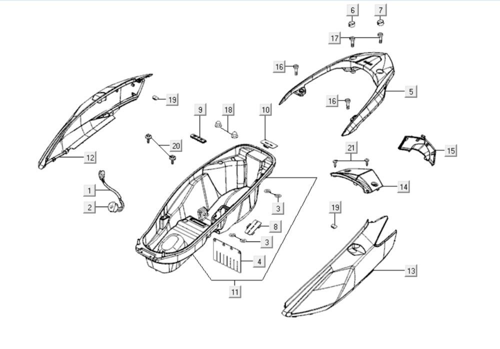 Cappe - Pannello posteriore - Kymco Downtown 300i grigio scuro