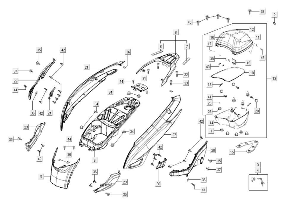 Cofani - Pannello posteriore Kymco GTI 300i