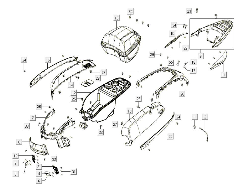 Tappi - Pannello posteriore Kymco Like 200i bianco