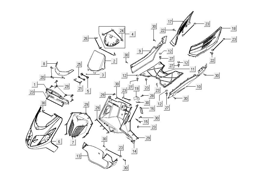 Cappe - Placcatura Kymco New Dink 4 tempi nero metallizzato