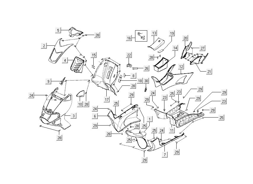 Cappe - Placcatura Kymco Super9 50 2 tempi AC vecchio modello sportivo blu