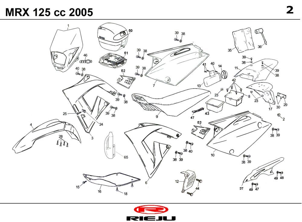 Cappe - Placcatura Rieju MRX 125 rosso 2005 4 tempi