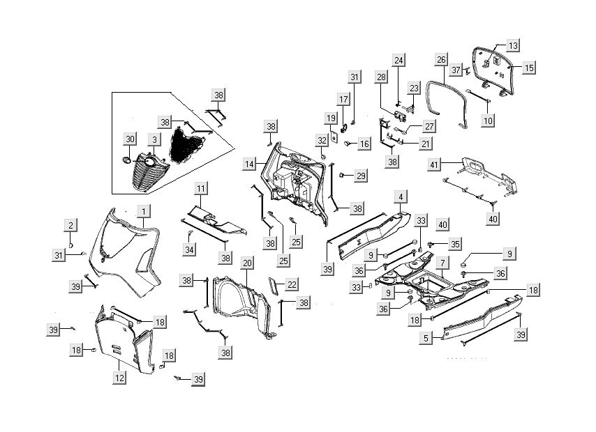 Cappe - Placcatura frontale - Kymco People S 50 4 tempi nero opaco