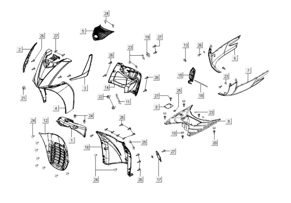 Cofani - Coperchio anteriore Kymco GTI 300i
