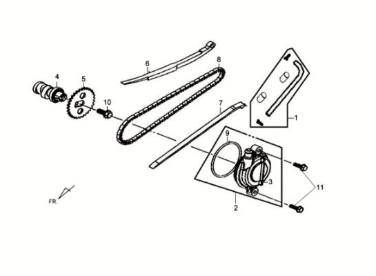 Ketting - kettingspanner - kettinggeleider Sym Crox 50 E3