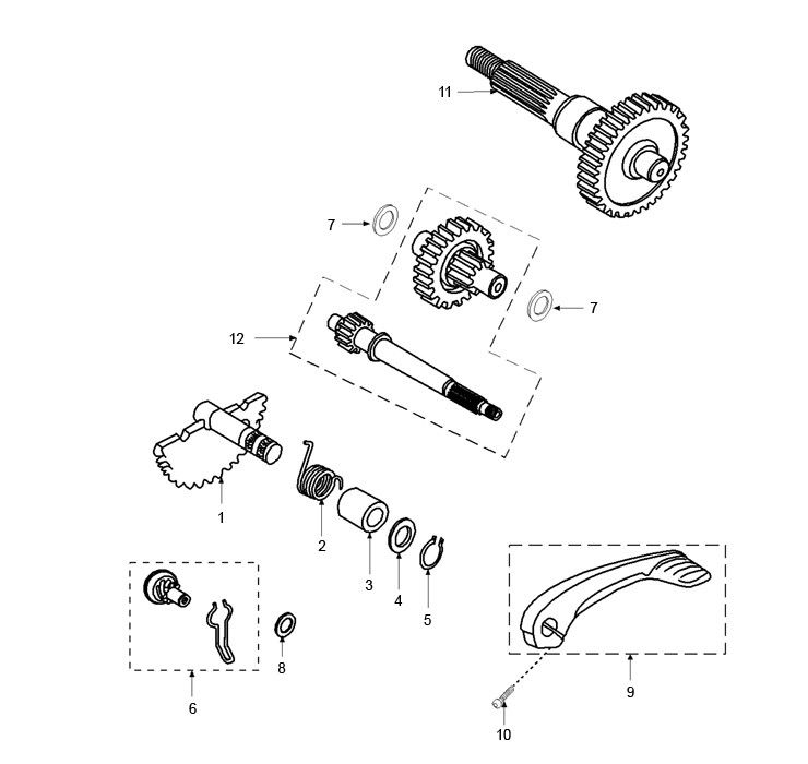 Asse Kickstarter - Pedale Kickstart - Cambio Peugeot Speedfight 2 50 2 tempi AC Euro2
