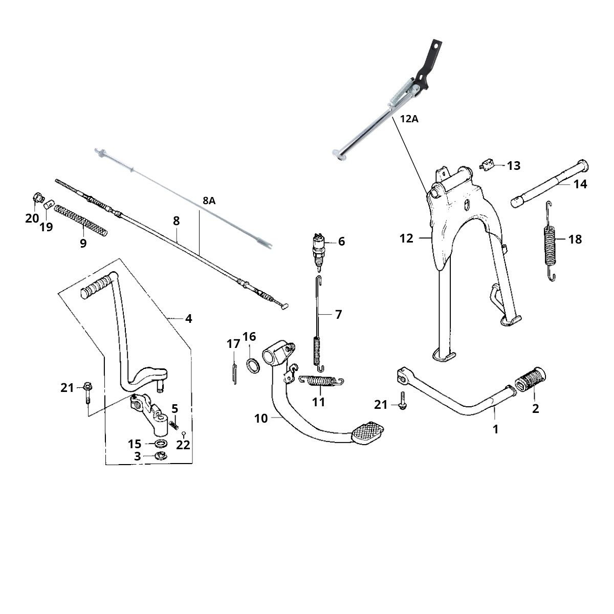 Pedale Kickstart - Pedale freno - Pedale cambio Honda MB50/MB80