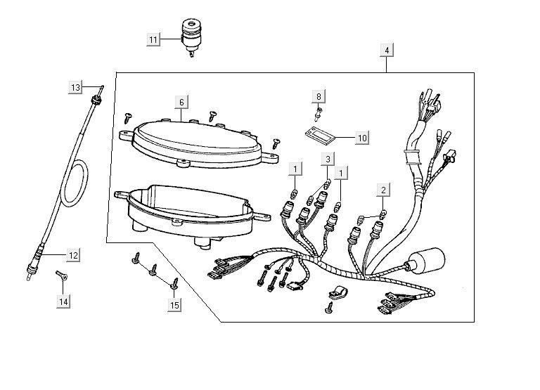 Contachilometri - Cockpit - Cavo tachimetro Kymco Vitality 50 2 tempi AC argento perlato