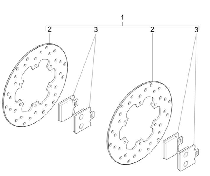 Disco freno - Pastiglie freno Piaggio MP3 300 ie LT Business - Sport (con e senza ABS) 2016-2018