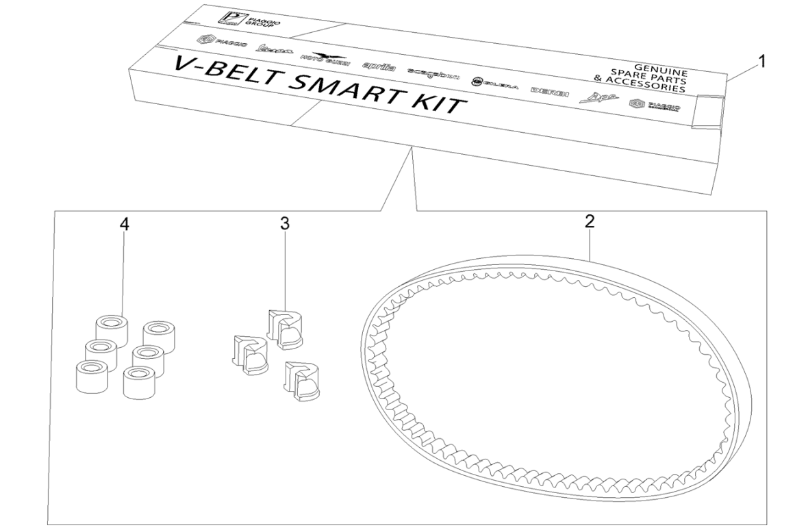 Kit cinghia trapezoidale - Rulli variatori Piaggio Beverly 125 RST 4V Euro 3 2010-2015