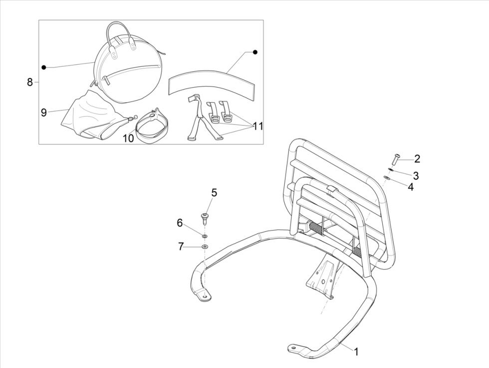 Portapacchi posteriore Vespa Primavera 50 4 tempi IGET 3V Euro 5
