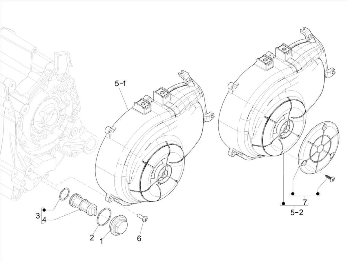 Coperchio raffreddamento volano - Filtro olio Vespa Sprint 50 4 tempi IGET 3V Euro 5