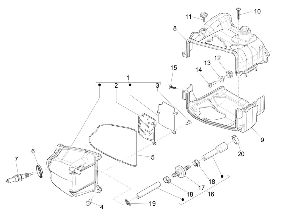 Tappi di raffreddamento - Coperchio valvole - Candela Vespa Sprint 50 4 tempi IGET 3V Euro 5