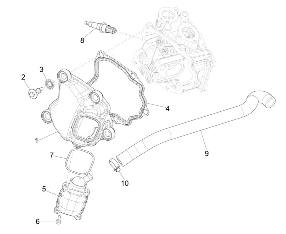 Coperchio valvole - Candela Piaggio MP3 300 HPE/300 HPE Sport ABS Euro 5 2020-2022