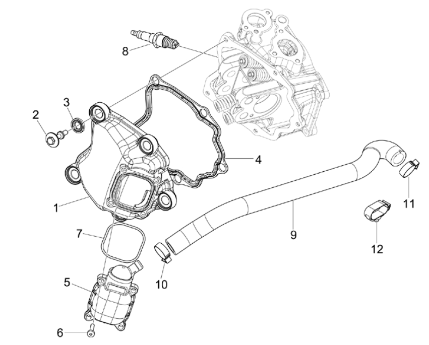 Coperchio valvole - Candela Piaggio Beverly 125 RST 4V Euro 3 2010-2015