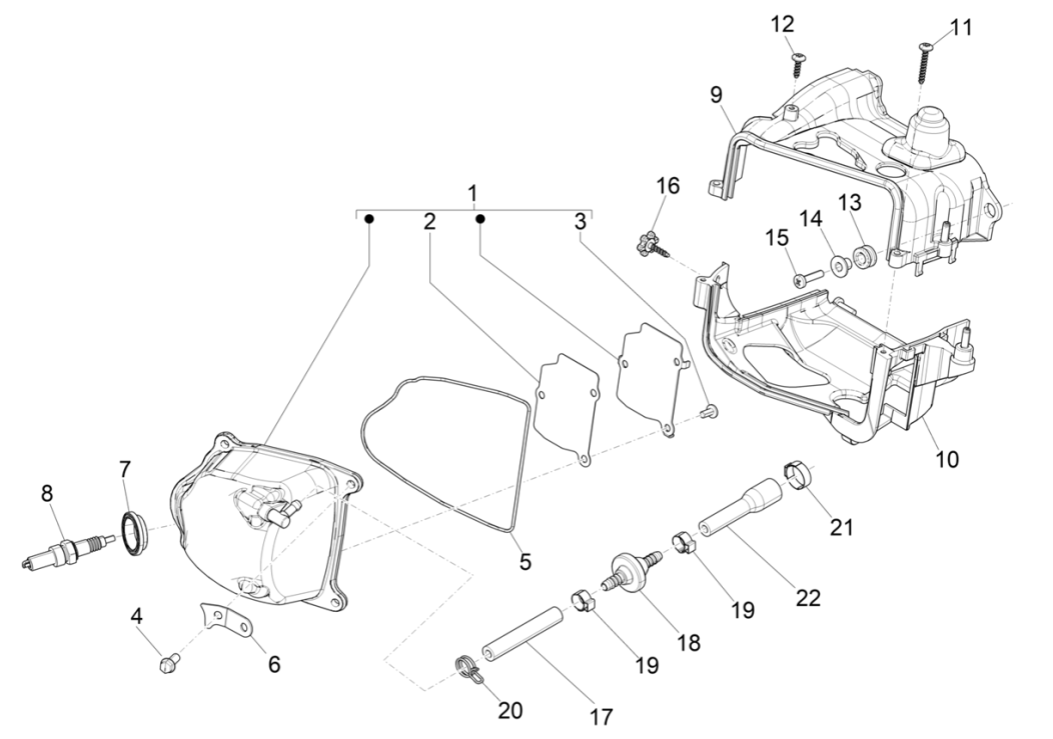 Coperchio valvole - Candela Piaggio Liberty 50 4 tempi AC IGET 3V Euro 5