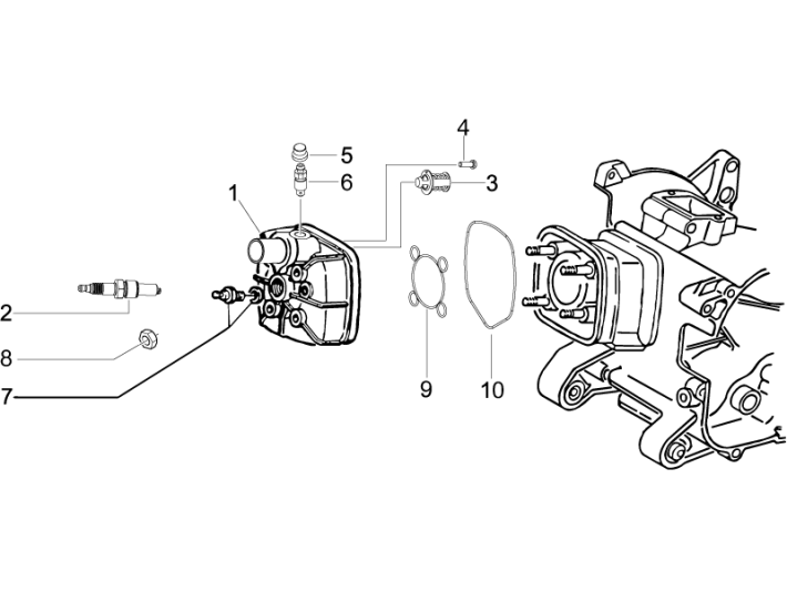 Testa cilindro - Candela Piaggio NRG Power DD 50 2 tempi LC 2007-2017