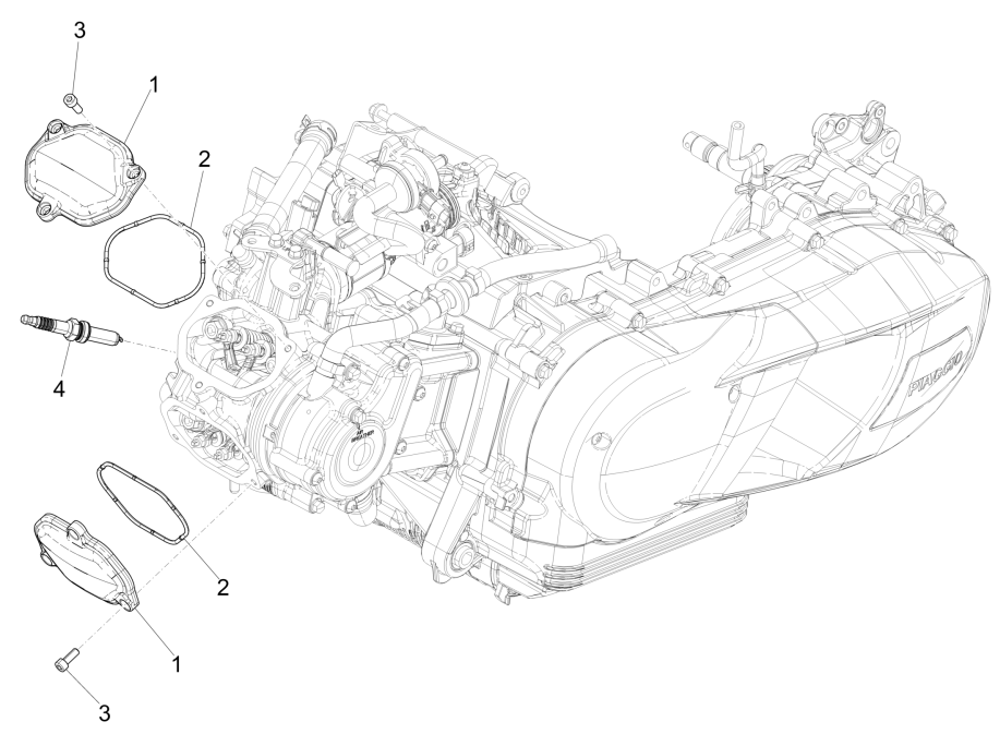 Coperchio valvole - Candela Vespa GTS 125 IE ABS Euro 4 2019