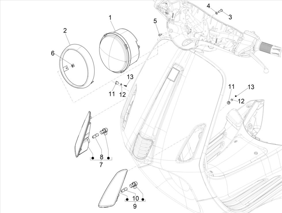 Faro - Frecce anteriore Vespa Primavera 50 4T IGET 3V Euro 5