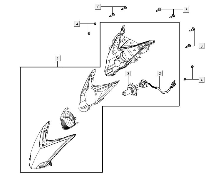 Faro anteriore Agility 16+ 125 in argento metallizzato opaco