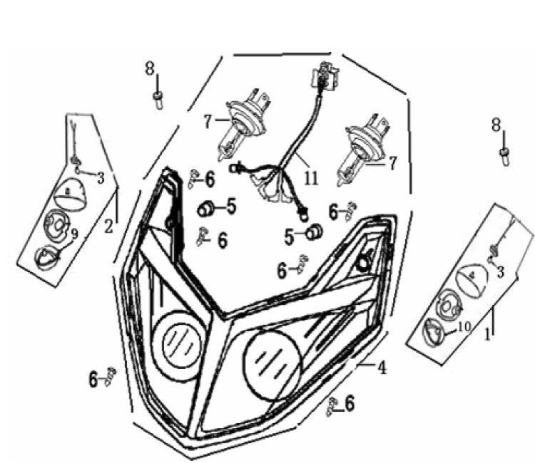 Faro anteriore generico Xor 50 2 tempi 2006 argento