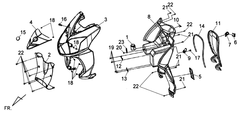 Copertina anteriore - Paragambe Sym Jet 4 (R086) rosso