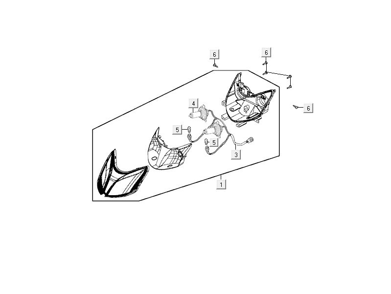 Faro anteriore nero a 4 tempi Kymco Delivery