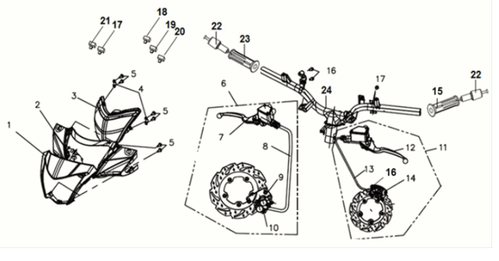 Coperchio fari/contatore e specchietti retrovisori Sym Symphony ST E3 Light Black (BK-7C)