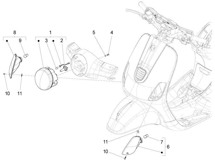 Faro anteriore - Indicatori anteriori Vespa LX 50 4 tempi 4V 45km/h
