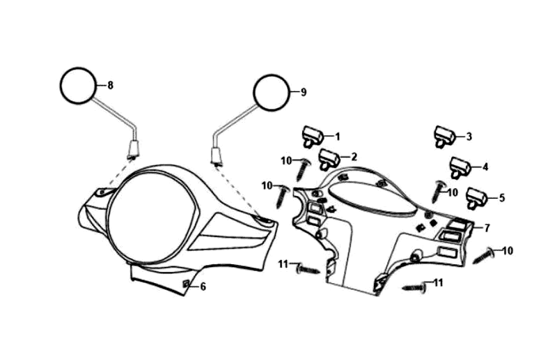 Coperture sterzo - Interruttori dello sterzo - Specchietti Sym Fiddle Metalic Blue BU7453S