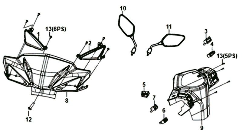 COPERTURA FARO ANTERIORE Sym orbit III E4 Nero