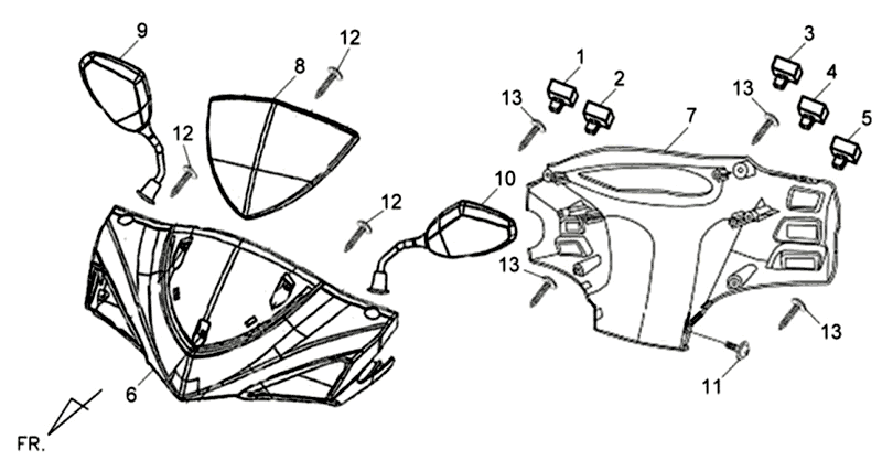 Coperture sterzo - Interruttori sterzo - Specchietti Sym Jet 4 (Y108C) gialli