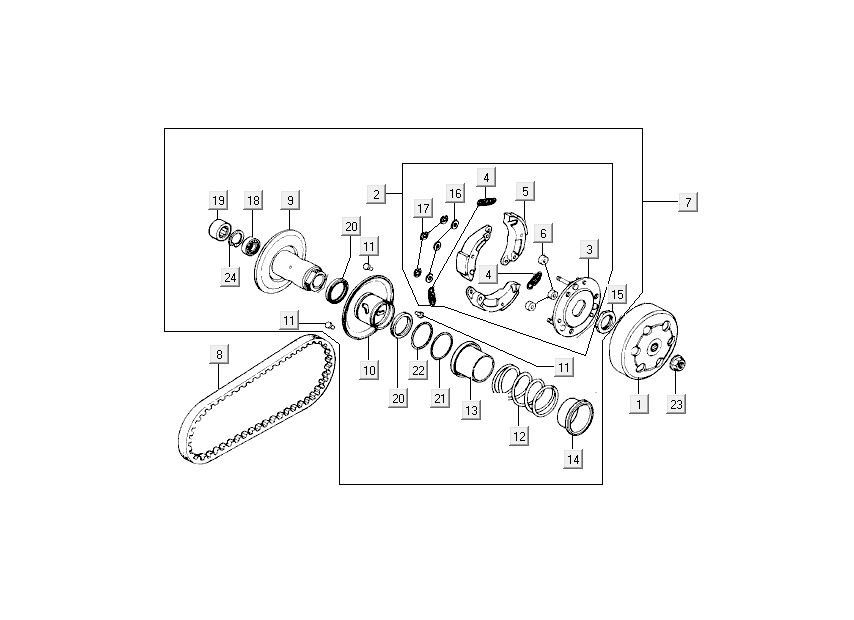 Frizione - Variatore - Cinghia trapezoidale Kymco Grand Dink 2 tempi Champagne