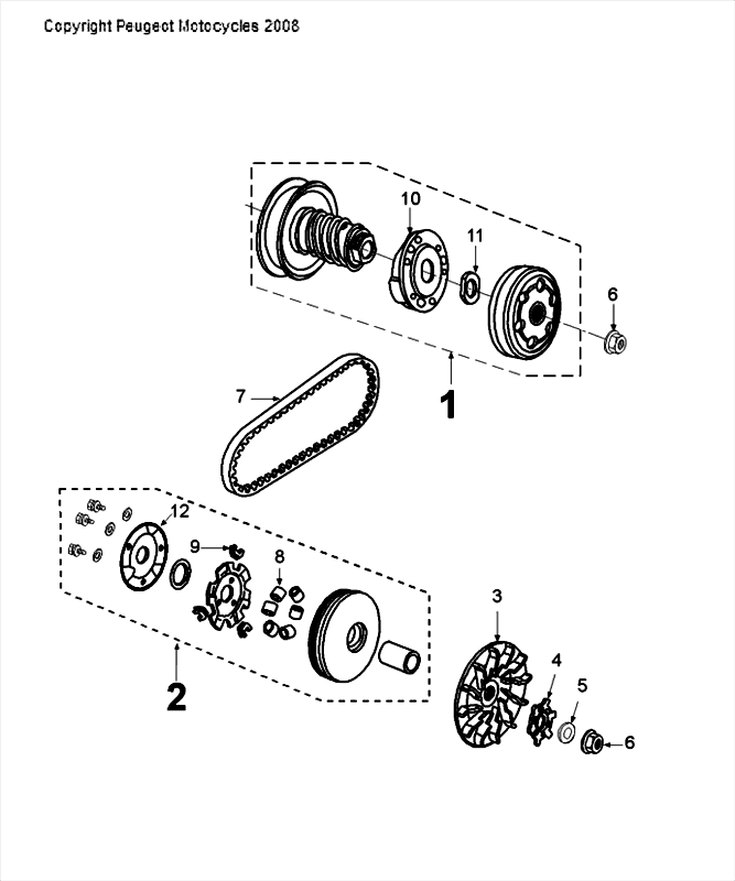 Variatore - Frizione - cinghia trapezoidale Peugeot Speedfight 4 50 2 tempi LC bianca