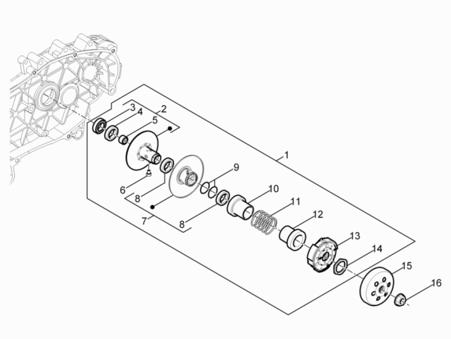 Frizione - Scatola frizione Vespa Sprint 50 4 tempi IGET 3V Euro 4