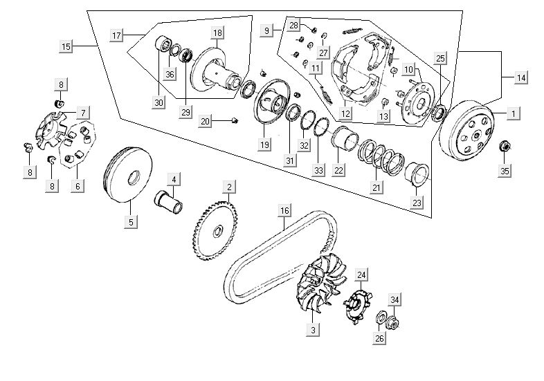 Frizione - Variatore - Cinghia trapezoidale Kymco Agility Fat 12' 4 tempi rovere metallizzato