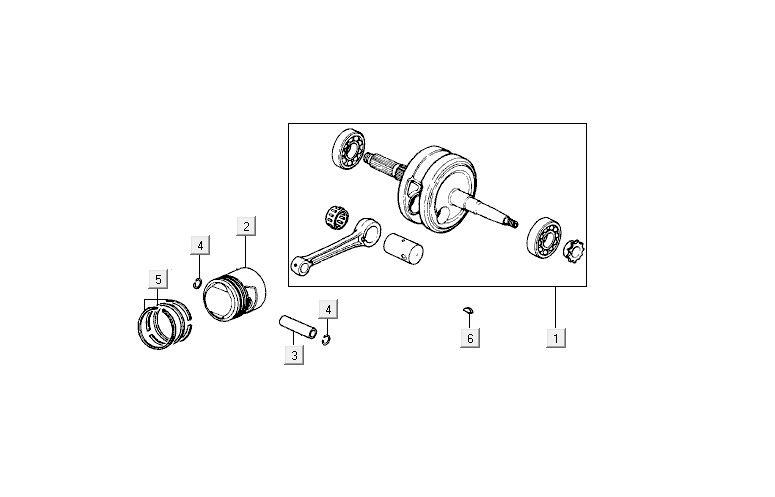 Albero motore - Pistone Kymco Activ 50 4 tempi rosso-nero