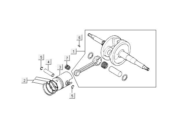 Albero motore - Pistone Kymco Vitality 50 2 tempi AC blu