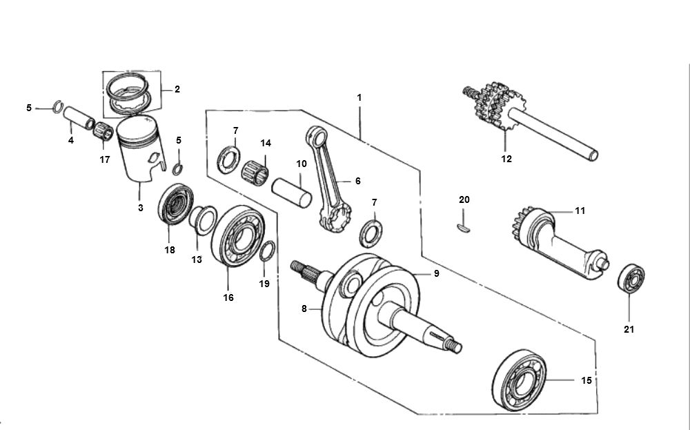 Albero motore - Pistone Honda MTX-SH