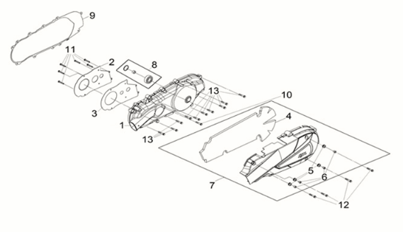 L. crank case cover Sym Joymax Z 125i E5 2022