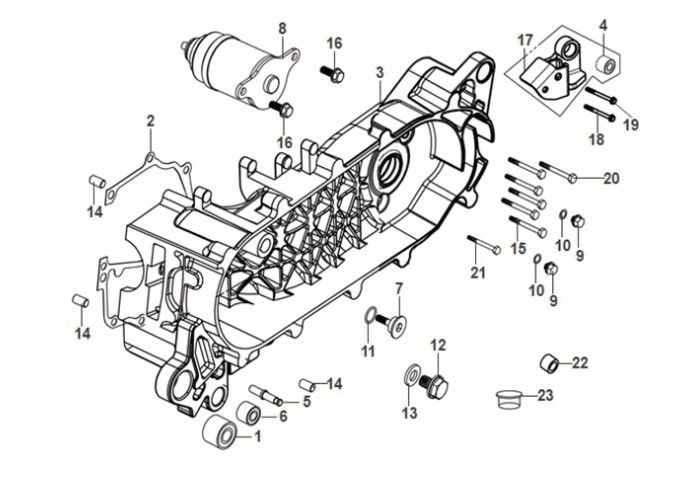 Basamento - motorino di avviamento Sym Fiddle IV 50 E5