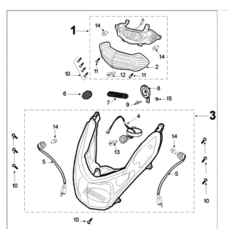 Faro anteriore - Fanale posteriore Peugeot Kisbee bianco