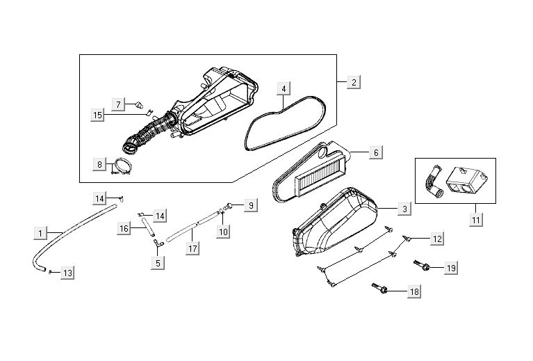 Filtro aria nero Kymco Agility 12' 4 tempi